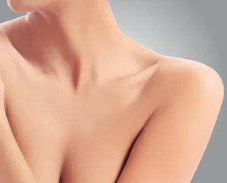 Close-up of a woman's neck and decolletage for Ultherapy skin lifting in London