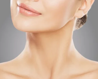 Close-up of a woman's neck and jawline for Ultherapy skin lifting in London
